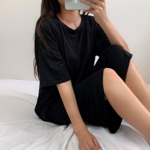 내추럴 모달 홈웨어 잠옷 세트 (5부/봄 여름/여성실내복/라운지웨어)
