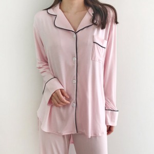 빅시 카라 셔츠 모달 파자마 홈웨어 잠옷 세트 (봄 가을/여성실내복/라운지웨어)