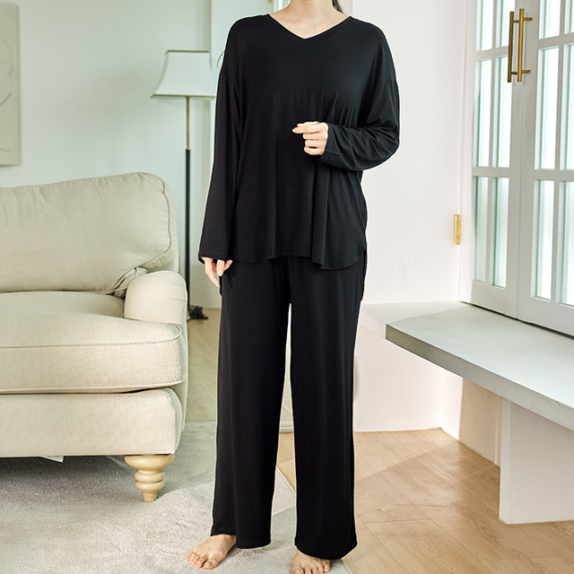 내추럴 모달 홈웨어 잠옷 세트 (9부 긴팔 티셔츠 10부 긴바지/봄 가을/여성실내복/라운지웨어)